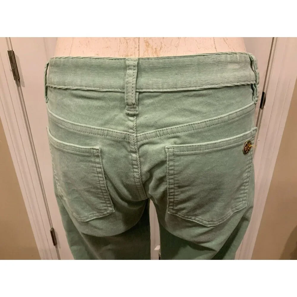 Tory Burch Light Green Ivy Super Skinny Corduroy Pants, Size 26, NWT! $195